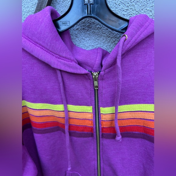 Aviator Nation Five Stripe Zip Hoodie Magenta/Orange Yellow New with Tags! - Picture 3 of 6
